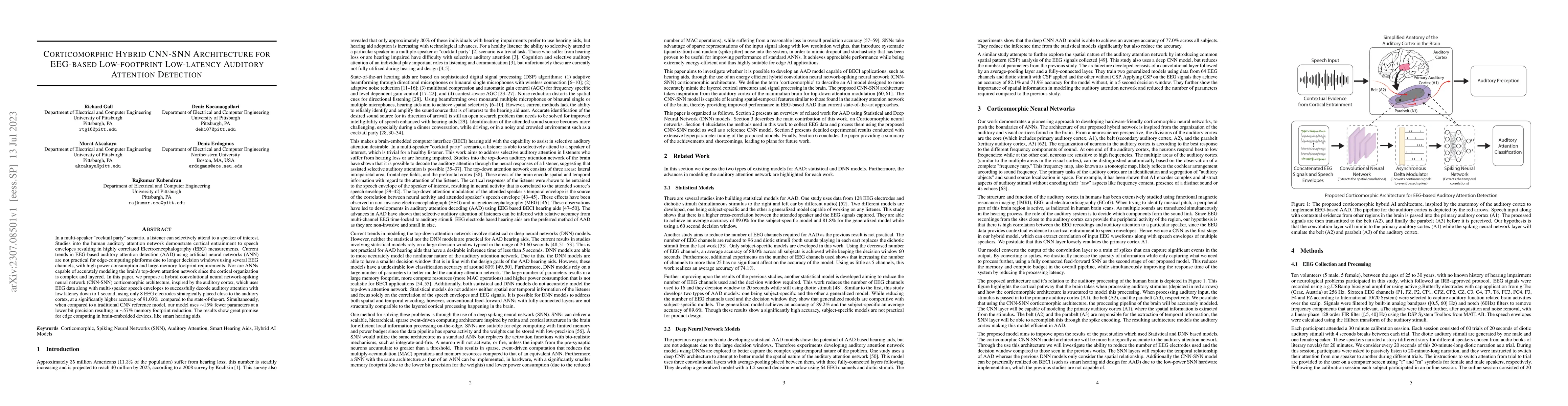 Thumbnail for Corticomorphic Hybrid CNN-SNN Architecture for EEG-based Low-footprint
  Low-latency Auditory Attention Detection