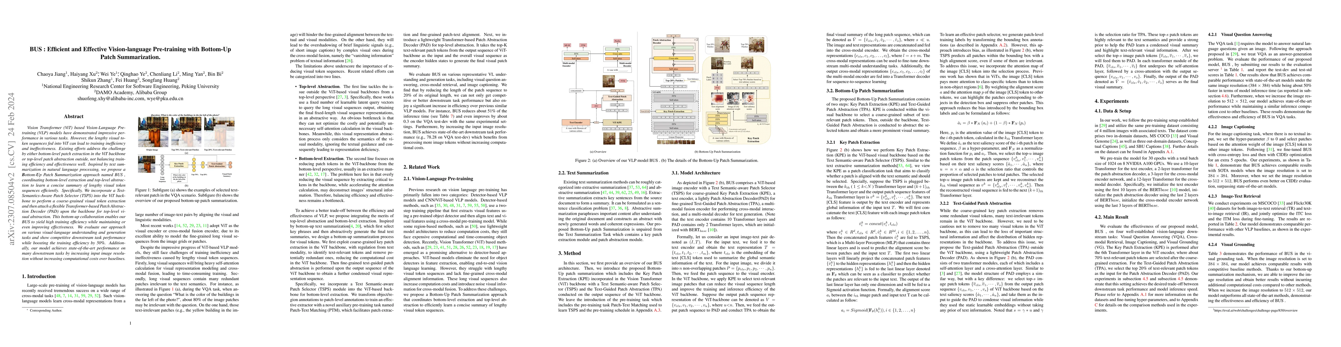 Thumbnail for BUS:Efficient and Effective Vision-language Pre-training with Bottom-Up
  Patch Summarization