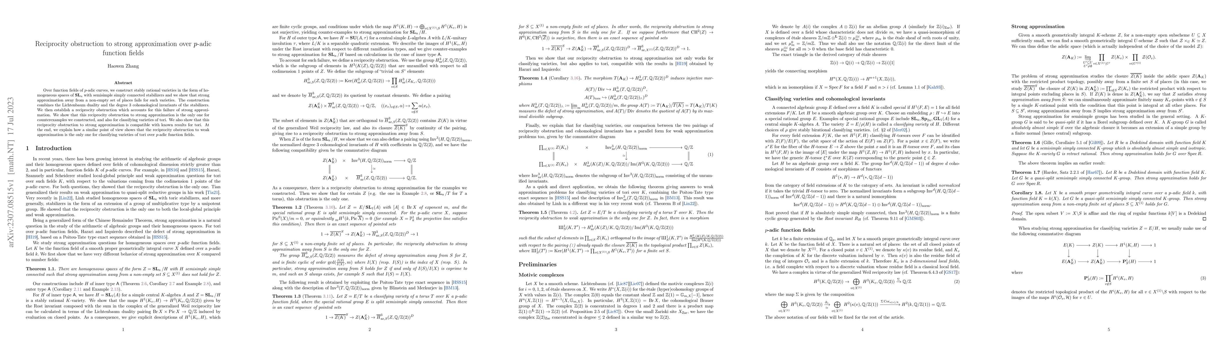 Thumbnail for Reciprocity obstruction to strong approximation over p-adic function
  fields