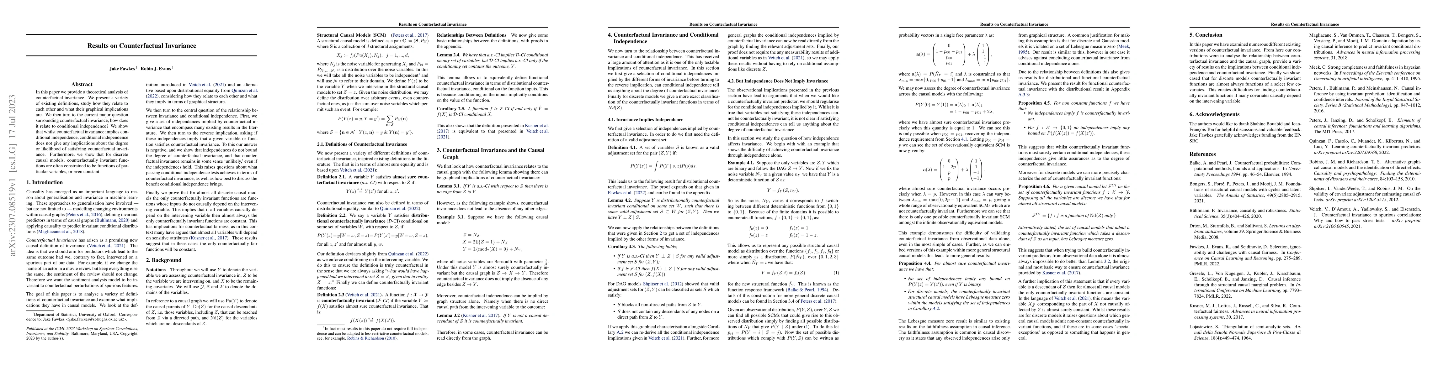 Thumbnail for Results on Counterfactual Invariance