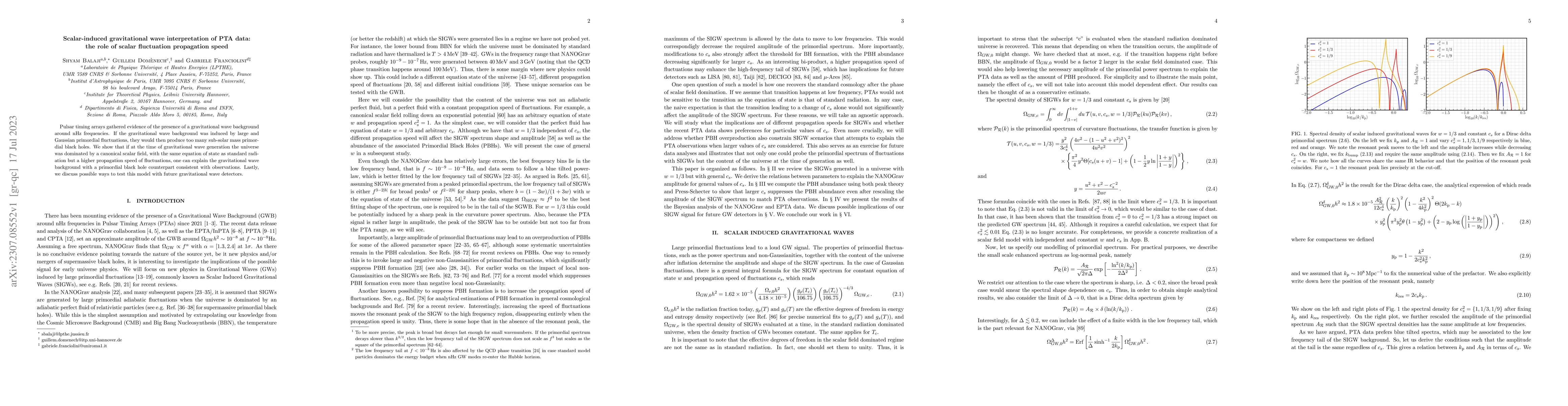 Thumbnail for Scalar-induced gravitational wave interpretation of PTA data: the role
  of scalar fluctuation propagation speed