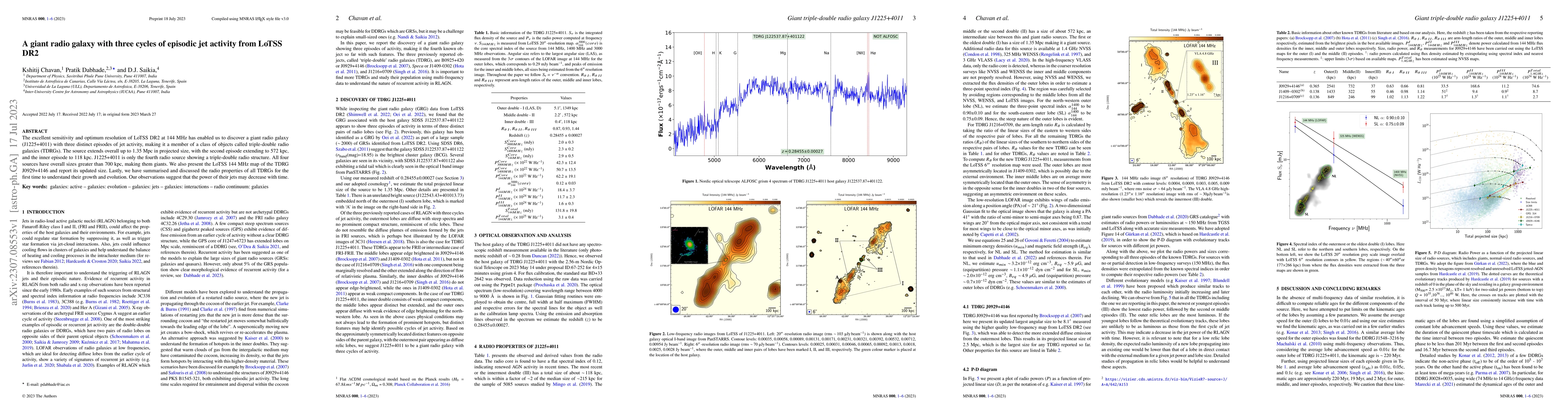 Thumbnail for A giant radio galaxy with three cycles of episodic jet activity from
  LoTSS DR2