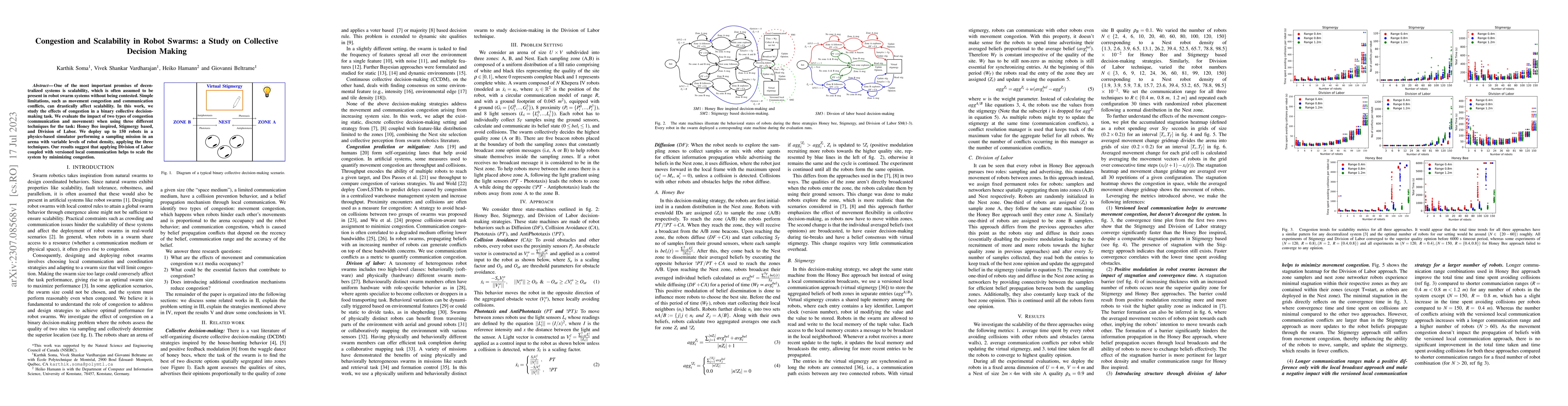 Thumbnail for Congestion and Scalability in Robot Swarms: a Study on Collective
  Decision Making