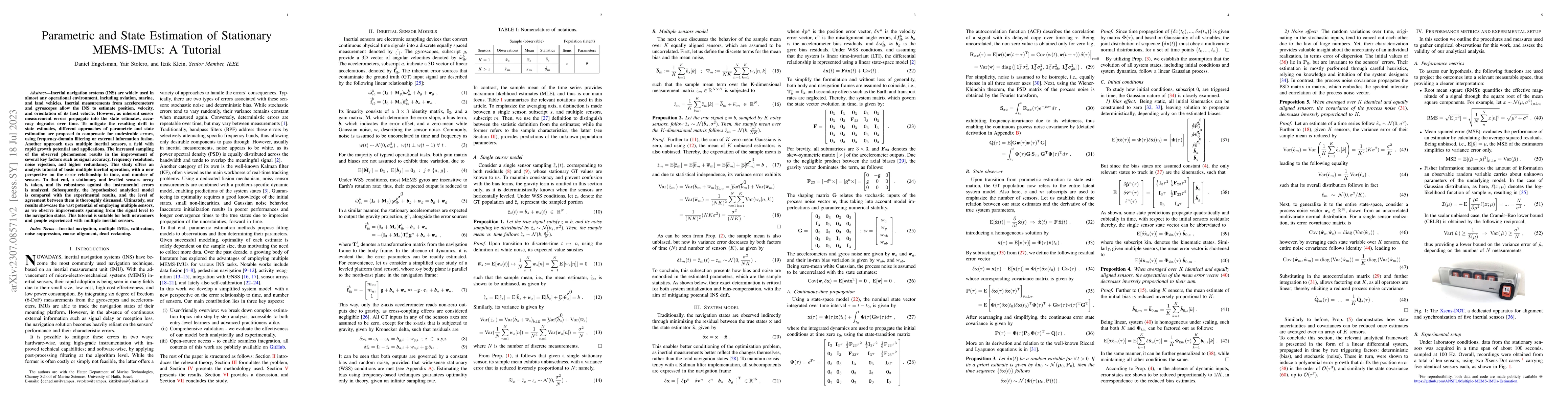 Thumbnail for Parametric and State Estimation of Stationary MEMS-IMUs: A Tutorial