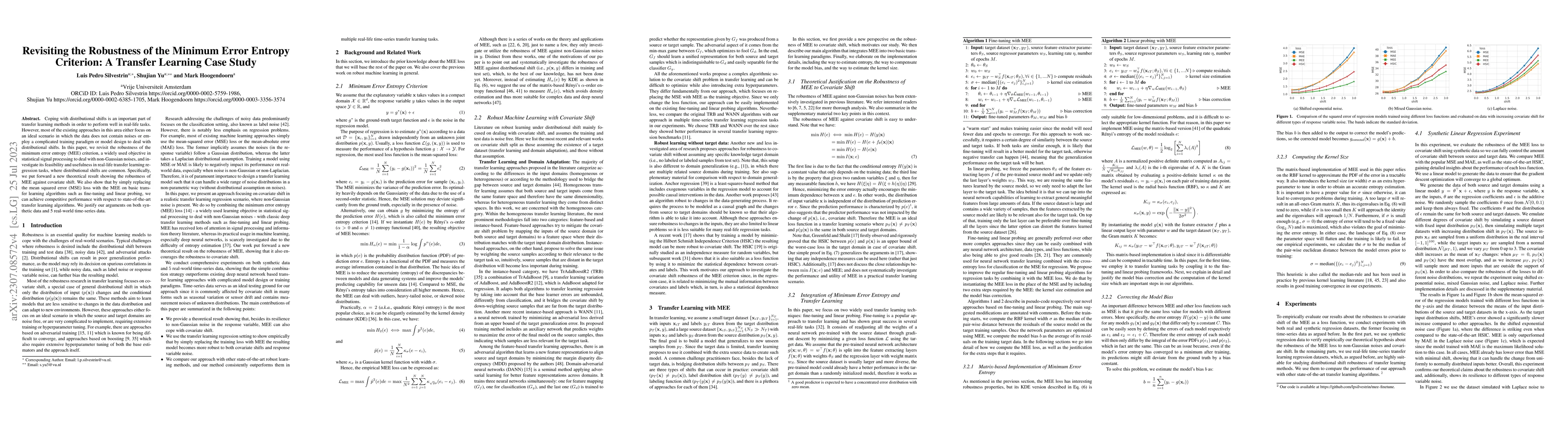 Thumbnail for Revisiting the Robustness of the Minimum Error Entropy Criterion: A
  Transfer Learning Case Study