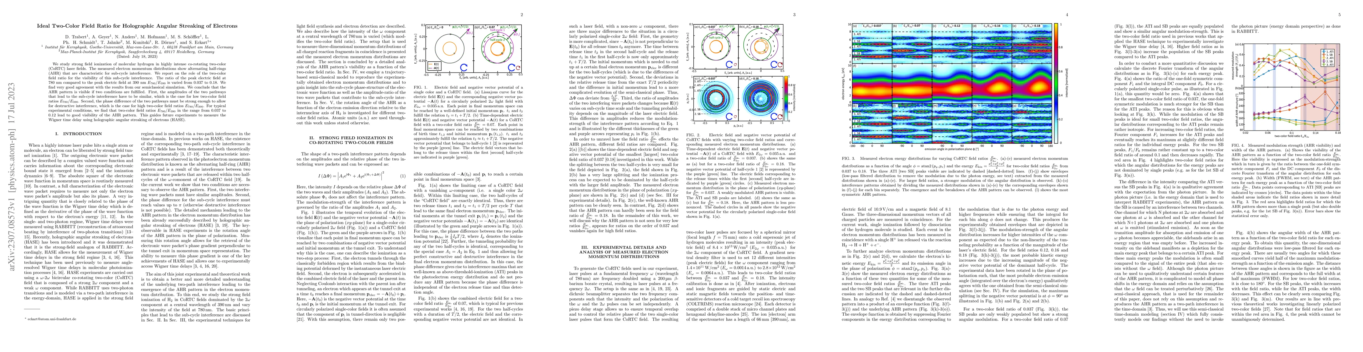 Thumbnail for Ideal Two-Color Field Ratio for Holographic Angular Streaking of
  Electrons