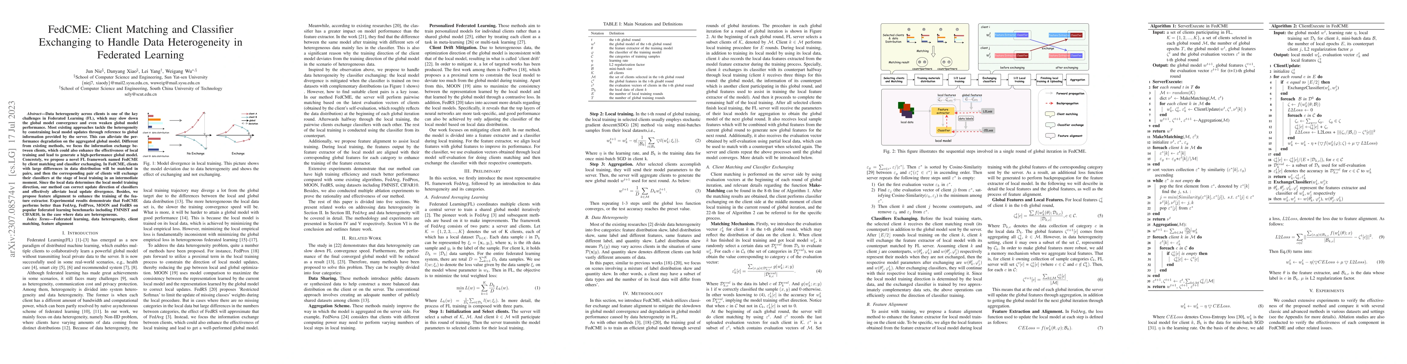 Thumbnail for FedCME: Client Matching and Classifier Exchanging to Handle Data
  Heterogeneity in Federated Learning