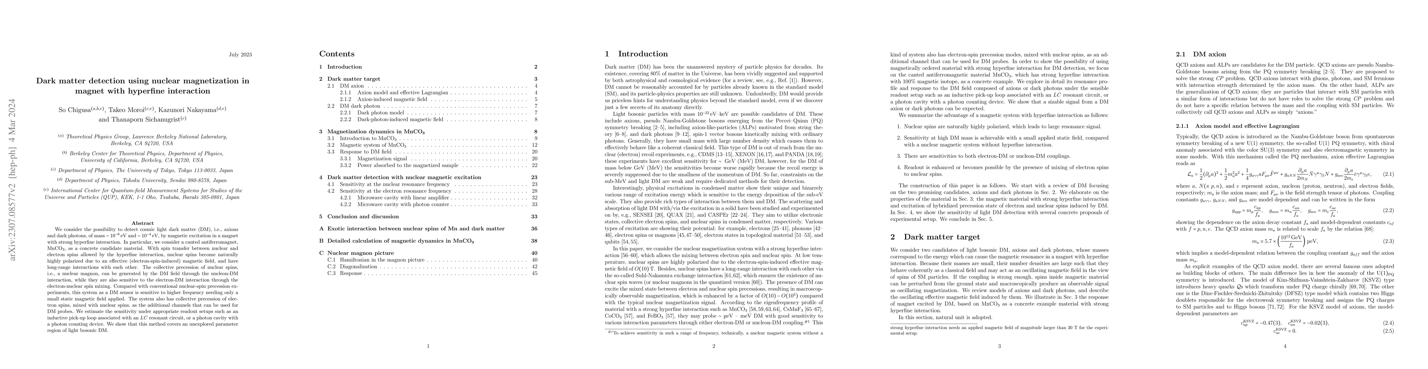 Thumbnail for Dark matter detection using nuclear magnetization in magnet with
  hyperfine interaction