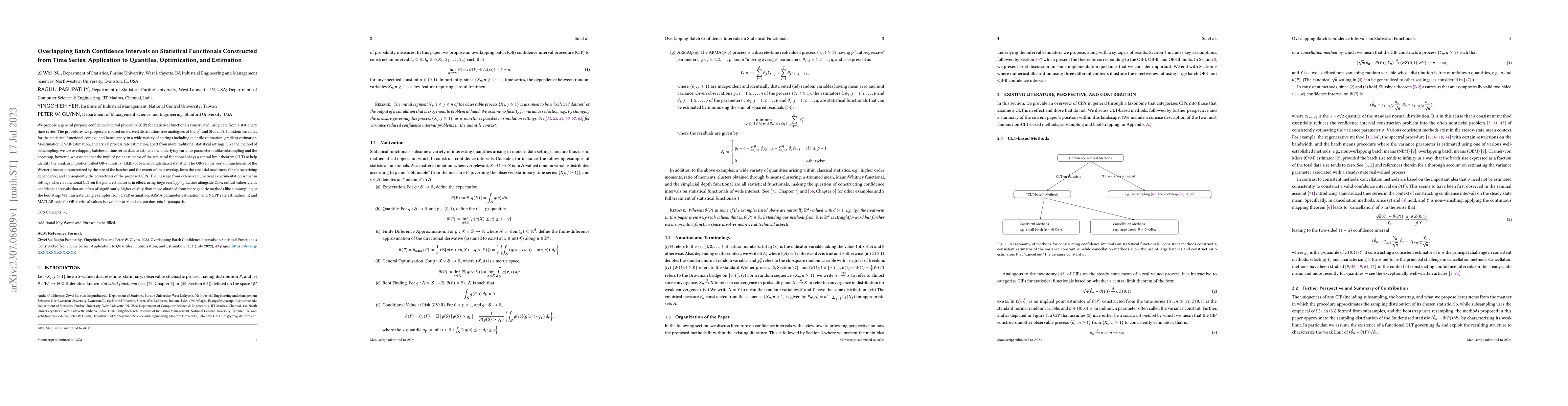 Thumbnail for Overlapping Batch Confidence Intervals on Statistical Functionals
  Constructed from Time Series: Application to Quantiles, Optimization, and
  Estimation