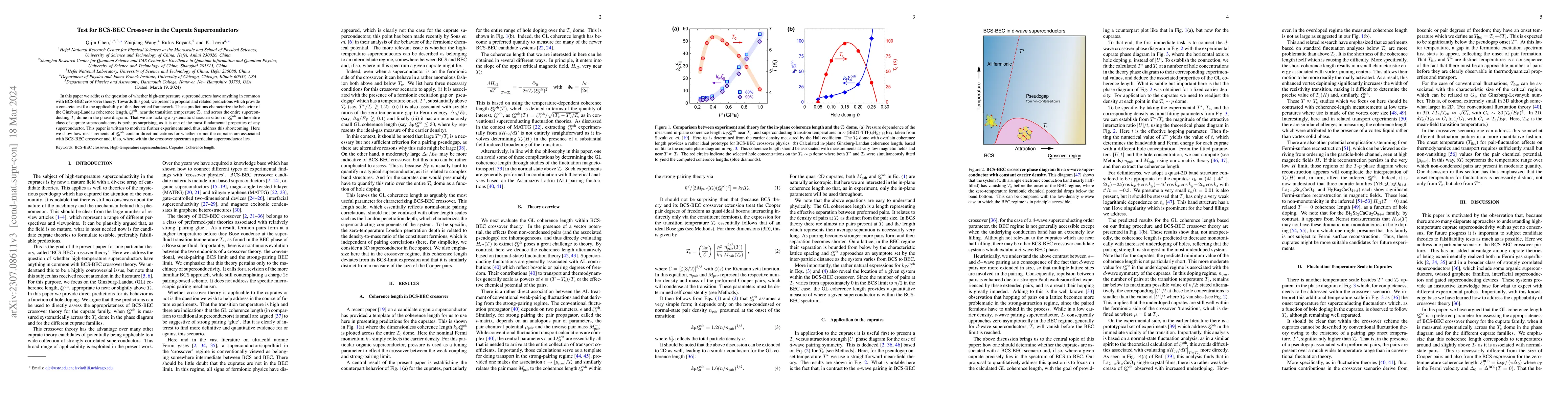 Thumbnail for Test for BCS-BEC Crossover in the Cuprate Superconductors