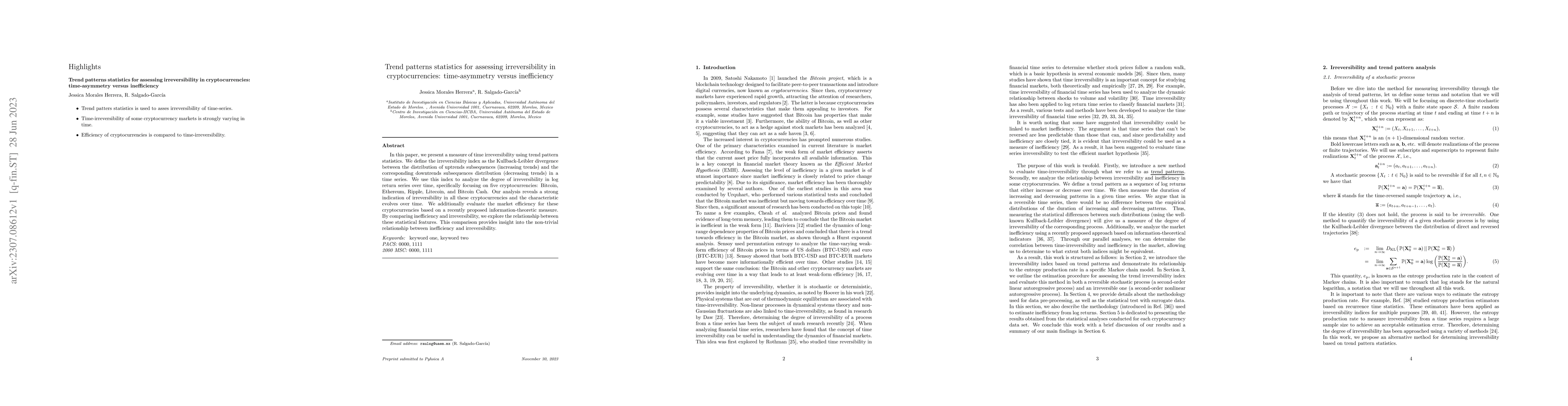 Thumbnail for Trend patterns statistics for assessing irreversibility in
  cryptocurrencies: time-asymmetry versus inefficiency