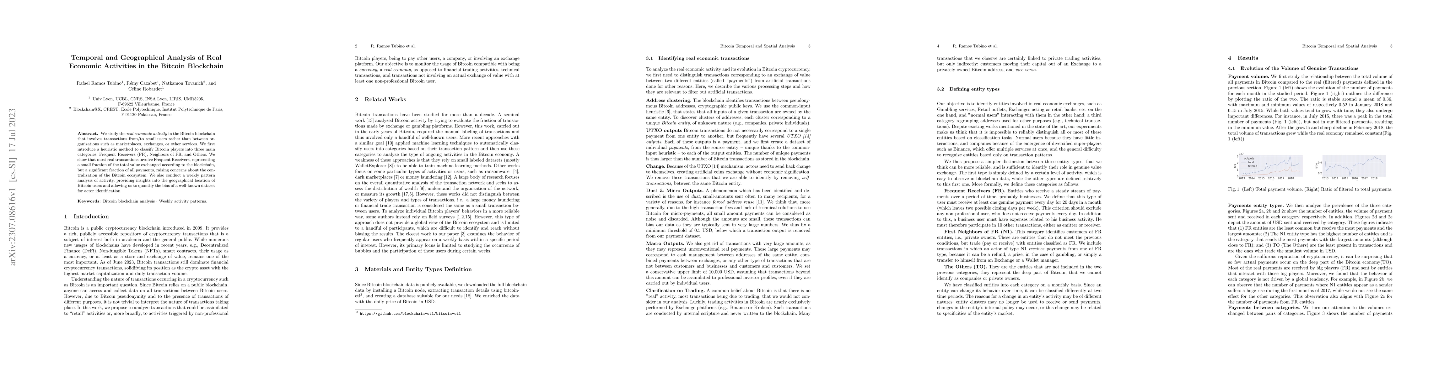 Thumbnail for Temporal and Geographical Analysis of Real Economic Activities in the
  Bitcoin Blockchain