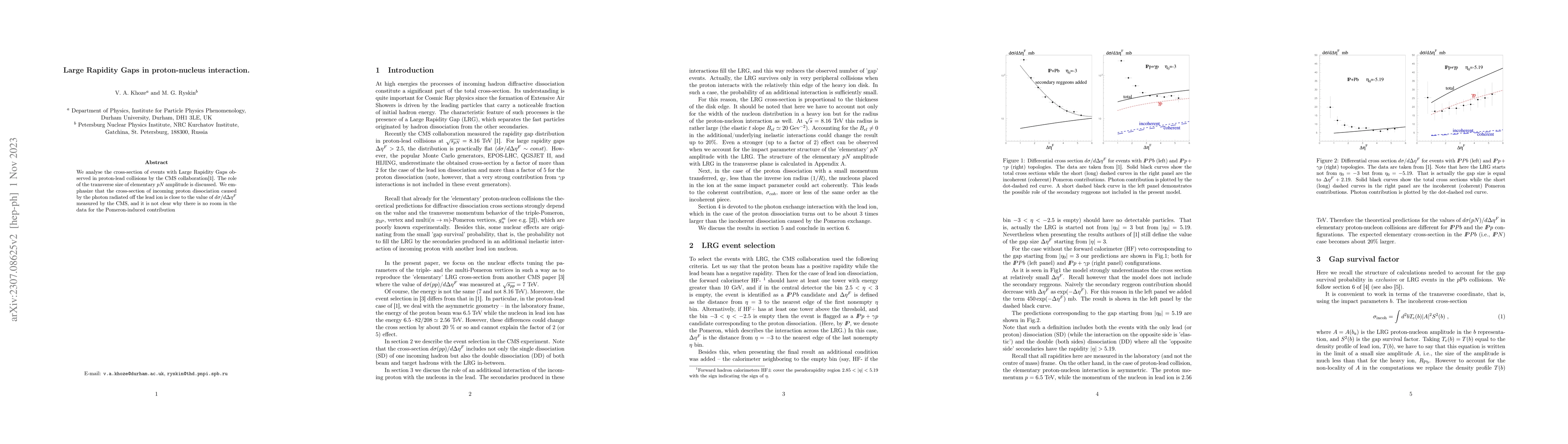 Thumbnail for Large Rapidity Gaps in proton-nucleus interaction