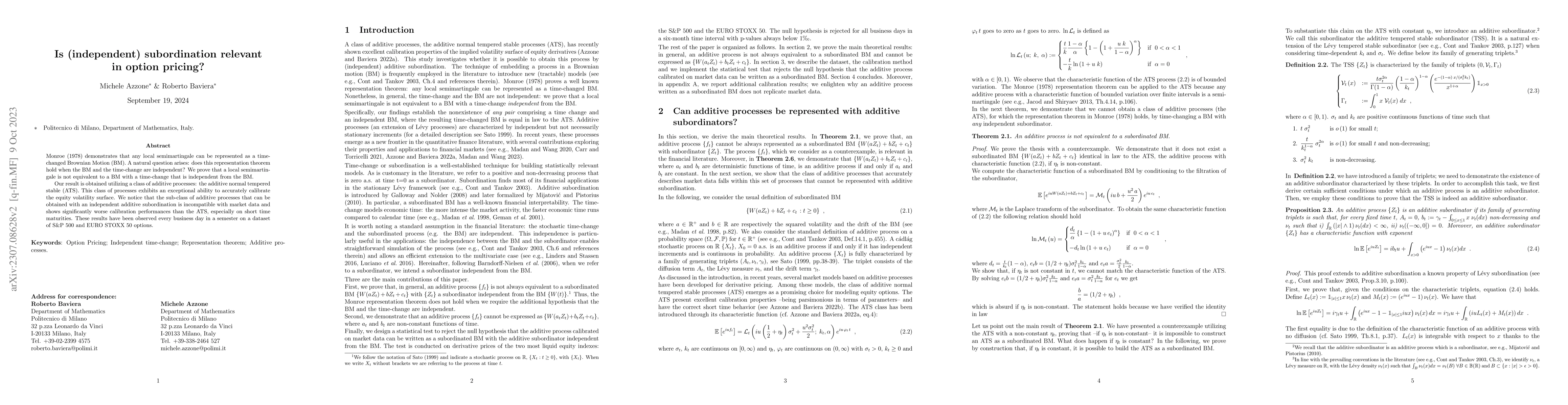 Thumbnail for Is (independent) subordination relevant in option pricing?