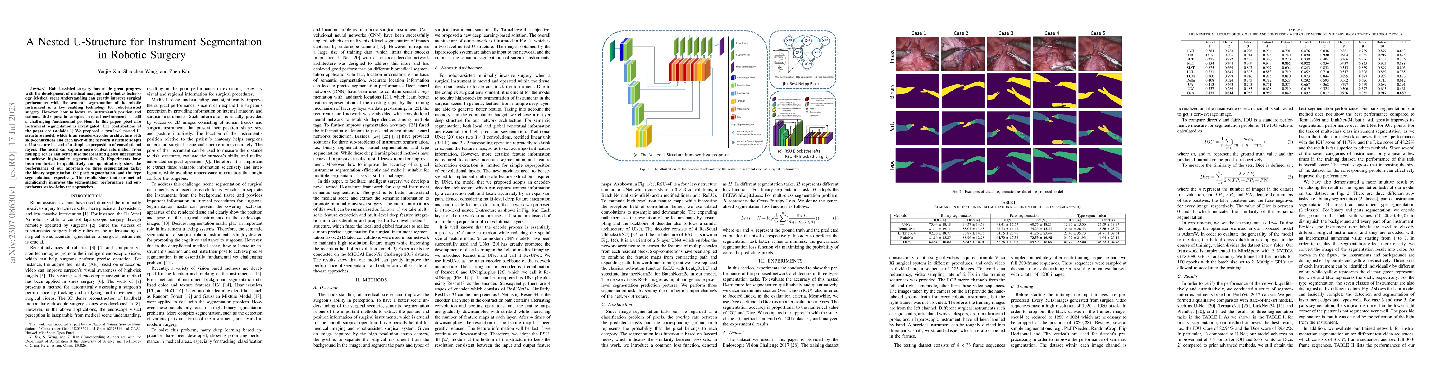 Thumbnail for A Nested U-Structure for Instrument Segmentation in Robotic Surgery
