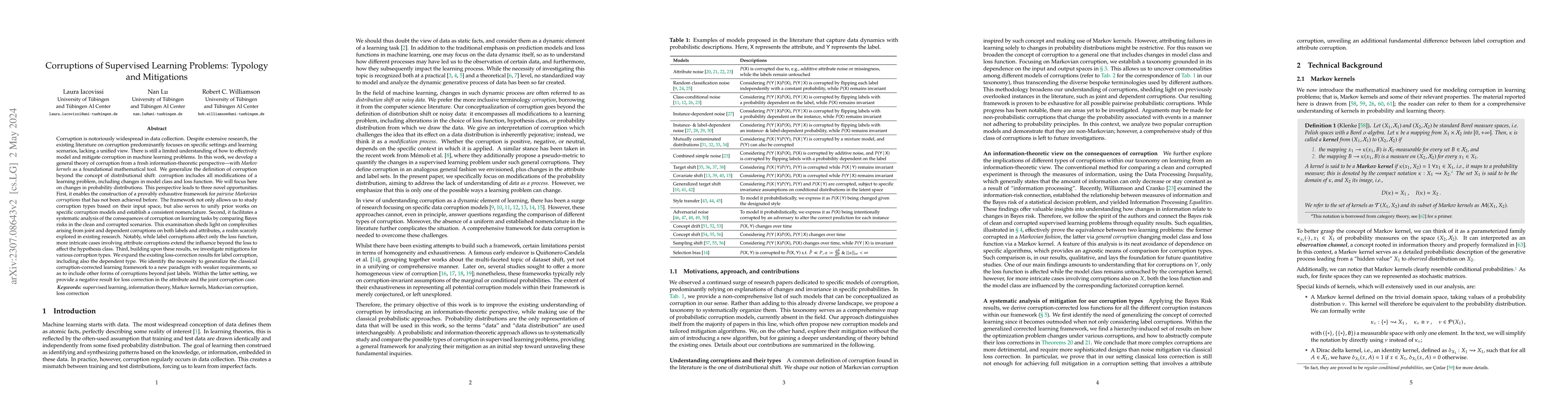Thumbnail for Corruptions of Supervised Learning Problems: Typology and Mitigations