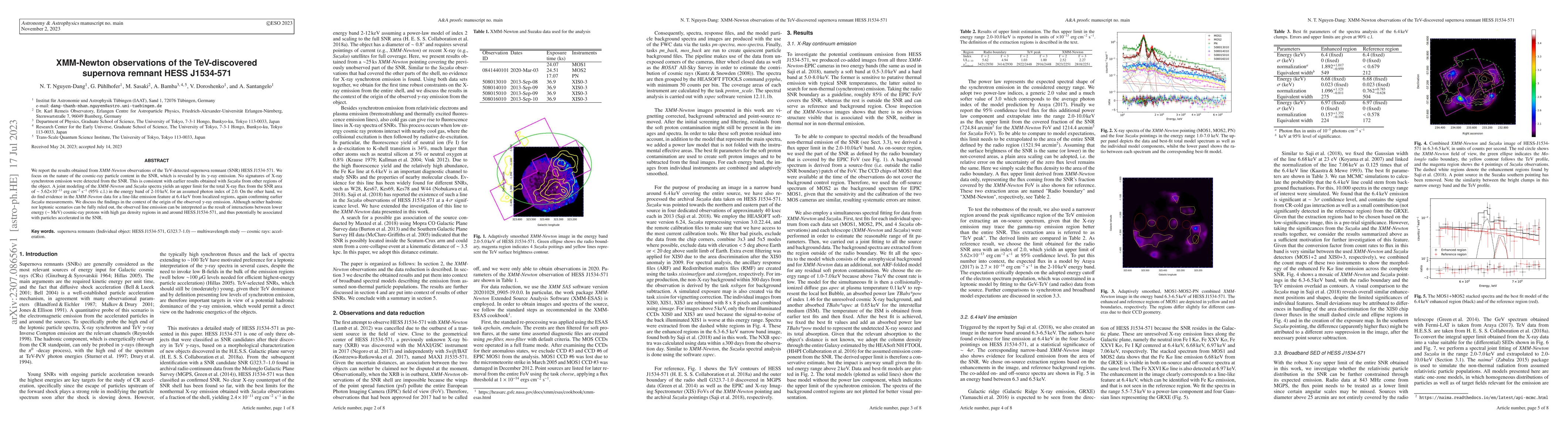 Thumbnail for XMM-Newton observations of the TeV-discovered supernova remnant HESS
  J1534-571