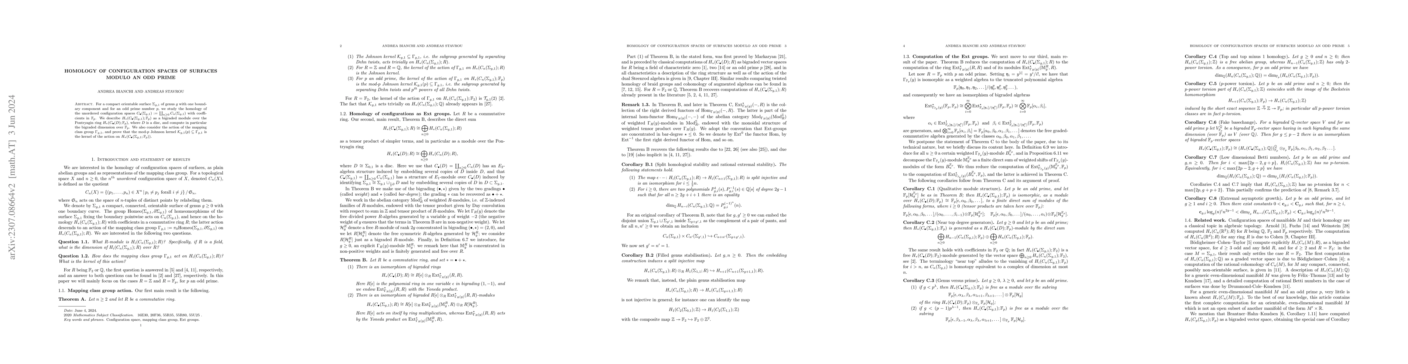 Thumbnail for Homology of configuration spaces of surfaces modulo an odd prime