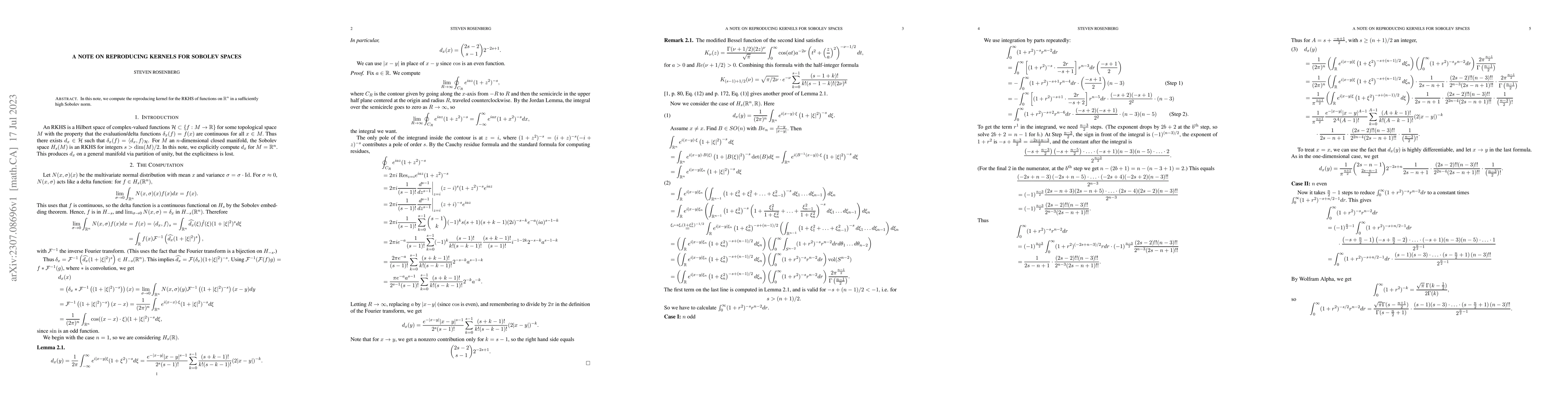 Thumbnail for A Note on Reproducing Kernels for Sobolev Spaces