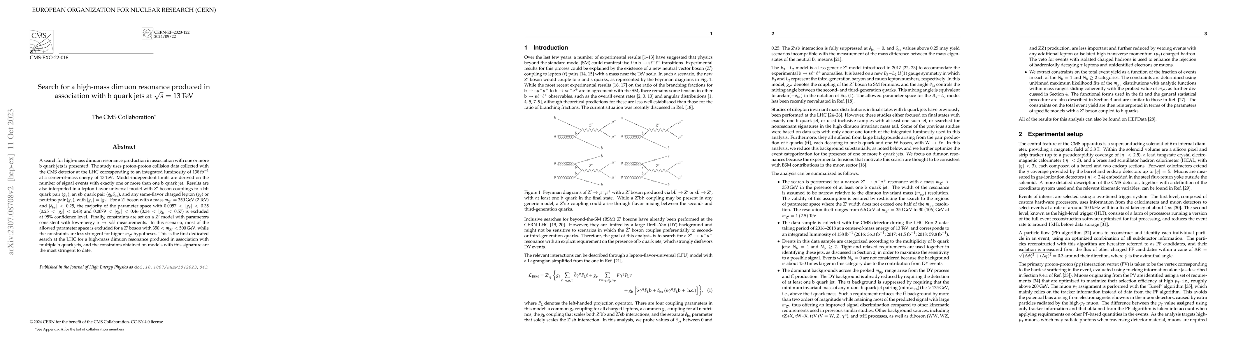 Thumbnail for Search for a high-mass dimuon resonance produced in association with b
  quark jets at $\sqrt{s}$ = 13 TeV