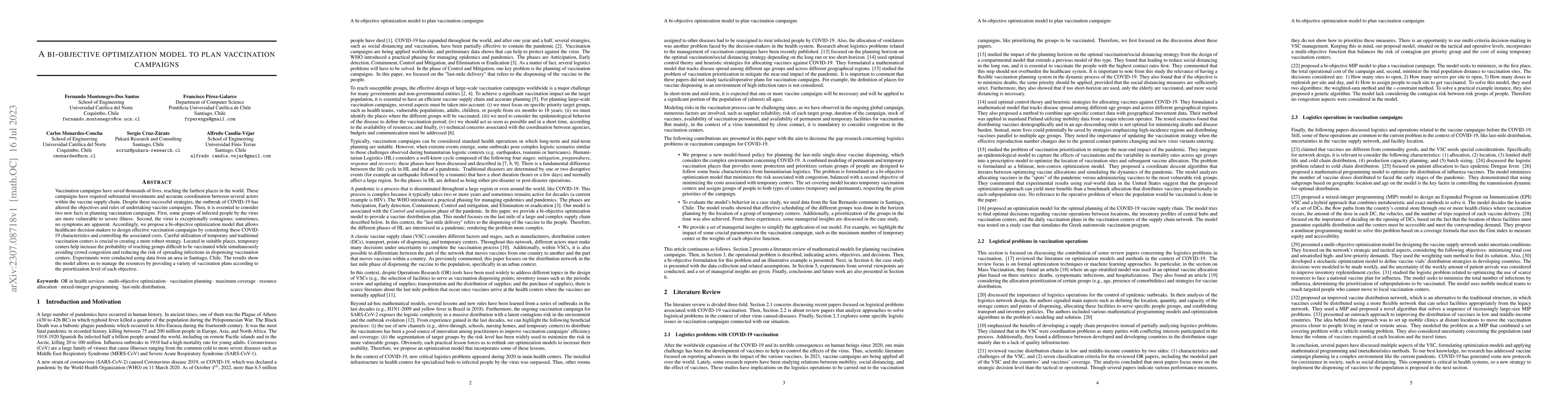 Thumbnail for A bi-objective optimization model to plan vaccination campaigns