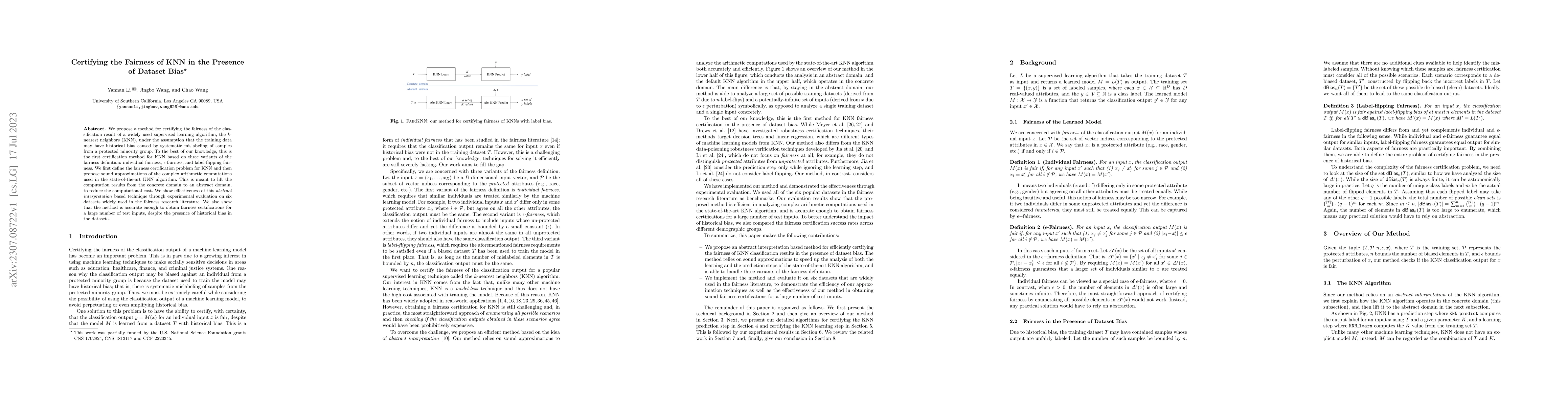 Thumbnail for Certifying the Fairness of KNN in the Presence of Dataset Bias