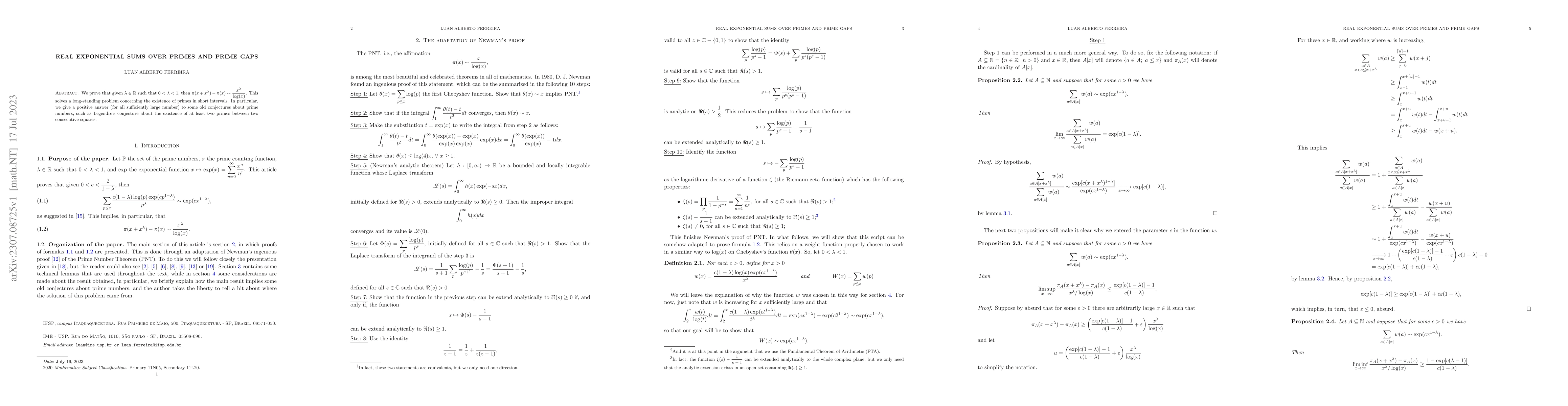 Thumbnail for Real exponential sums over primes and prime gaps