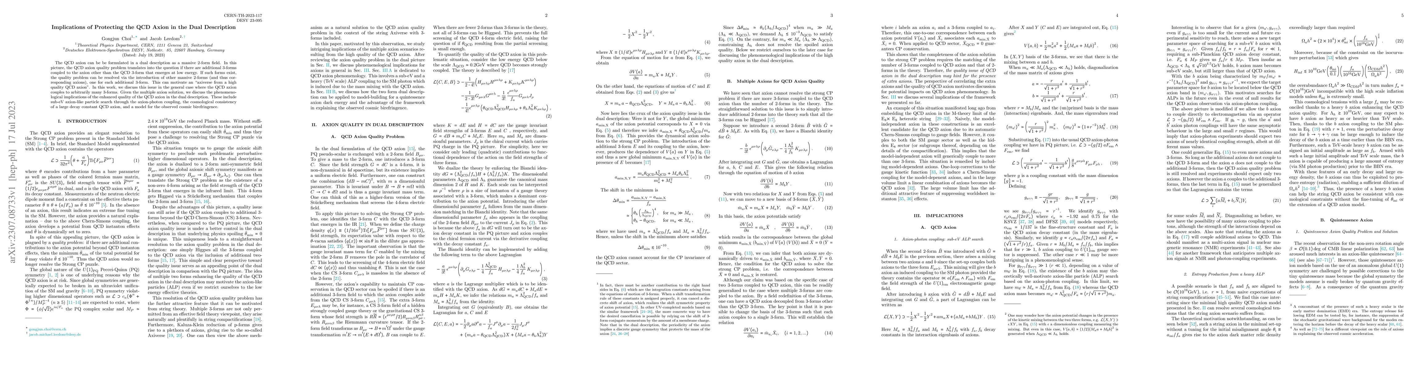 Thumbnail for Implications of Protecting the QCD Axion in the Dual Description