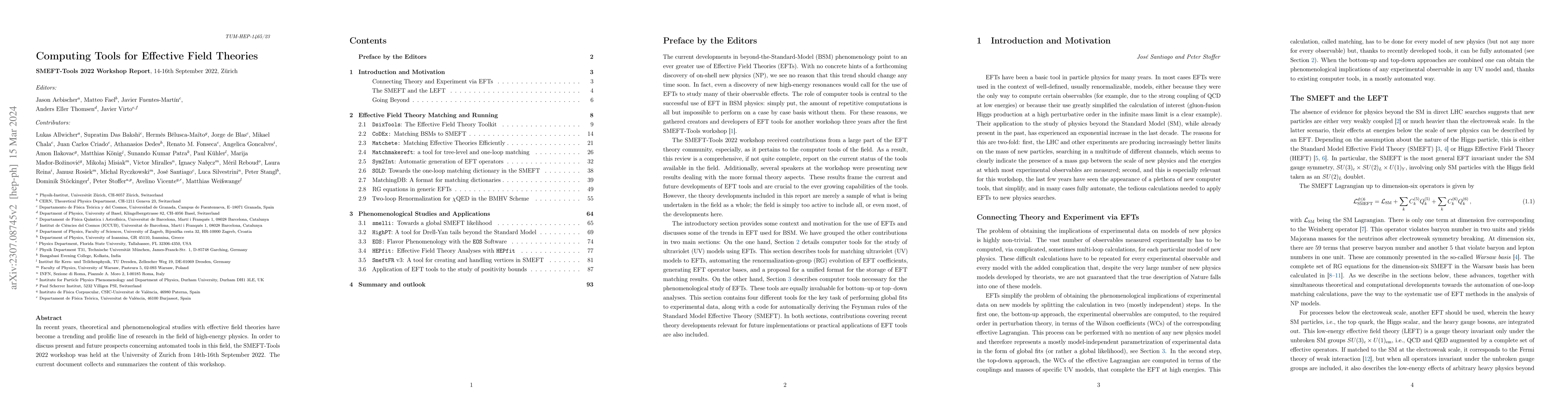 Thumbnail for Computing Tools for Effective Field Theories