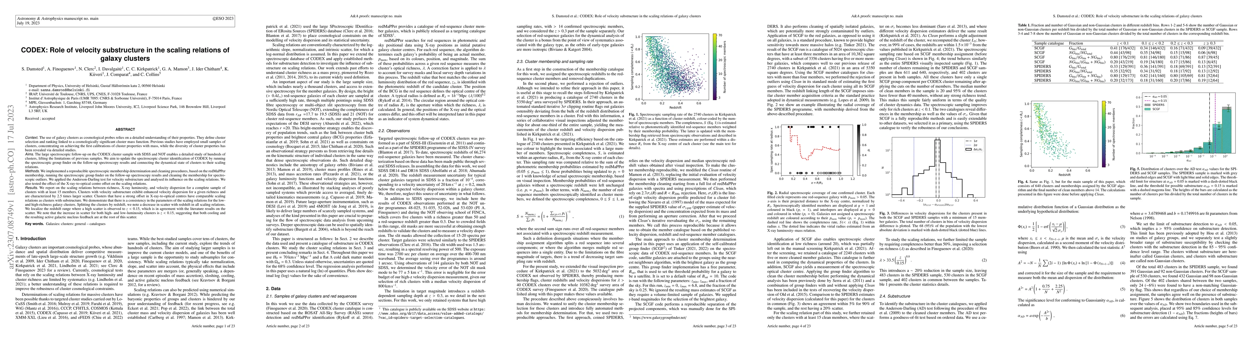 Thumbnail for CODEX: Role of velocity substructure in the scaling relations of galaxy
  clusters