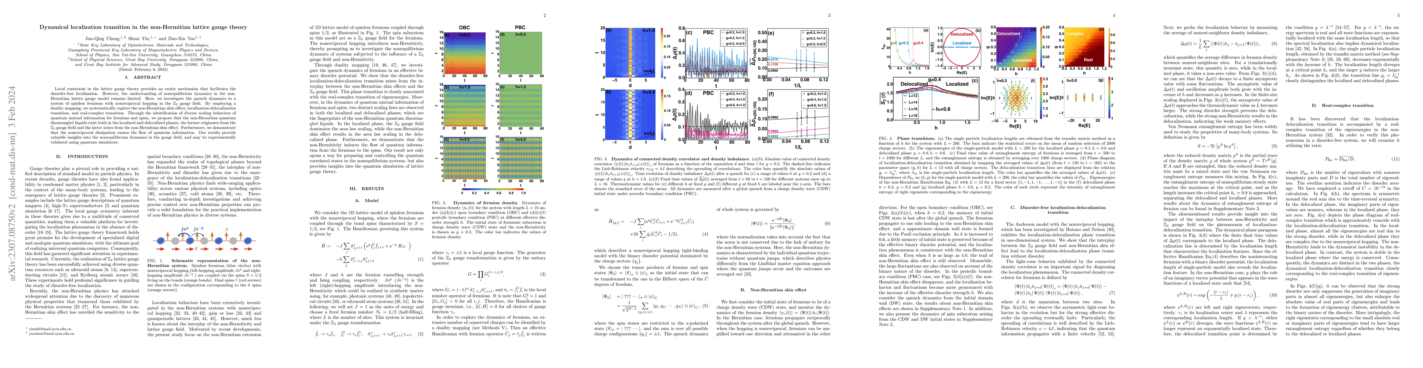 Thumbnail for Dynamical localization transition in the non-Hermitian lattice gauge
  theory
