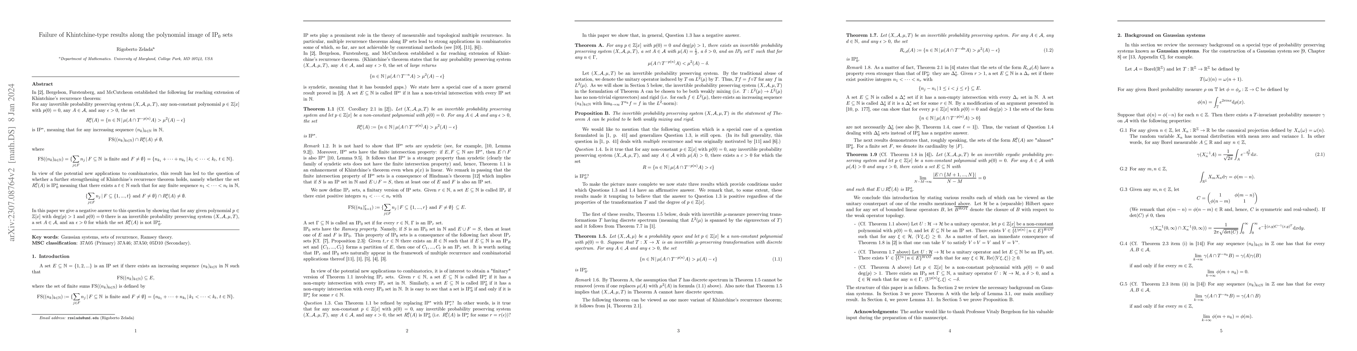 Thumbnail for Failure of Khintchine-type results along the polynomial image of IP$_0$
  sets