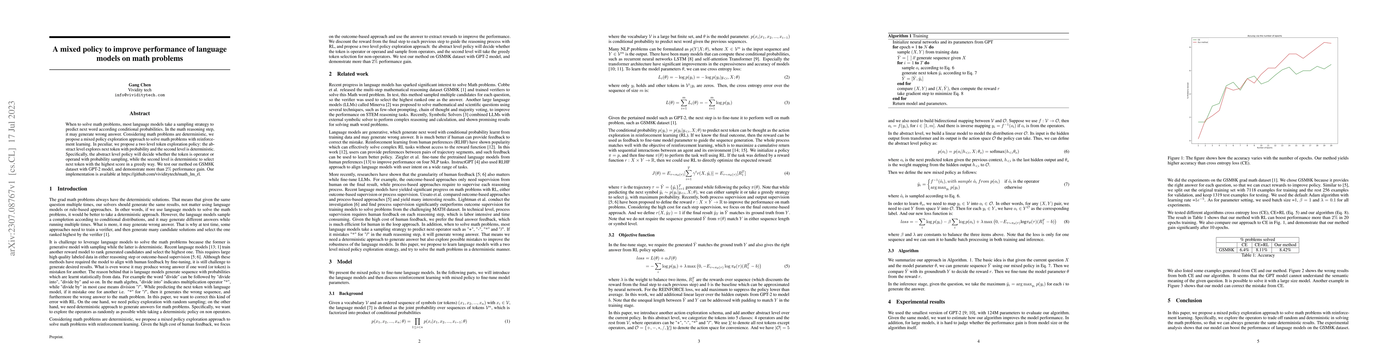 Thumbnail for A mixed policy to improve performance of language models on math
  problems