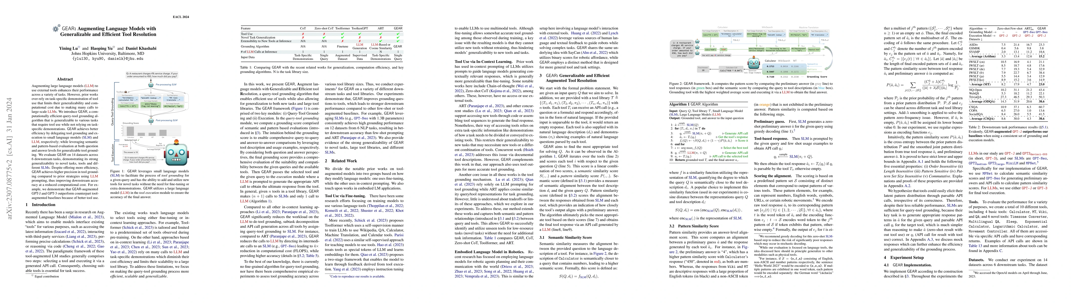Thumbnail for GEAR: Augmenting Language Models with Generalizable and Efficient Tool
  Resolution