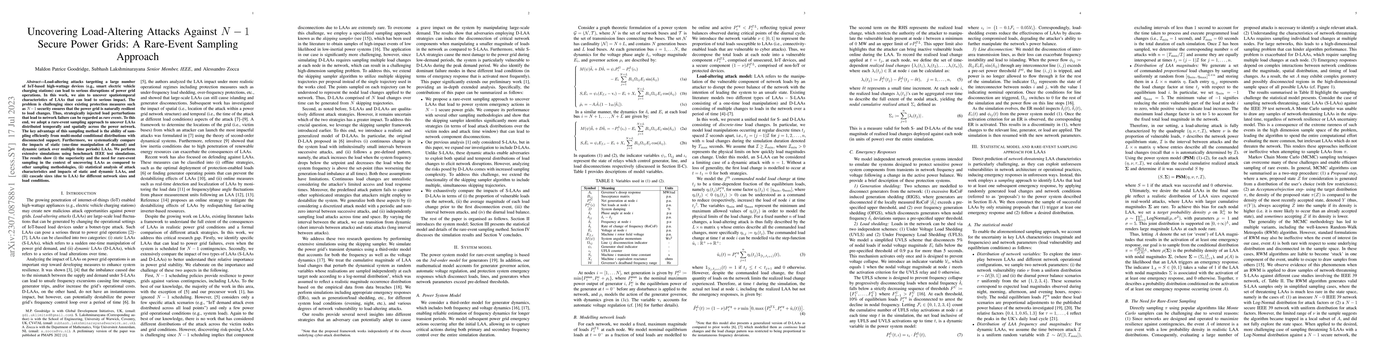 Thumbnail for Uncovering Load-Altering Attacks Against N-1 Secure Power Grids: A
  Rare-Event Sampling Approach