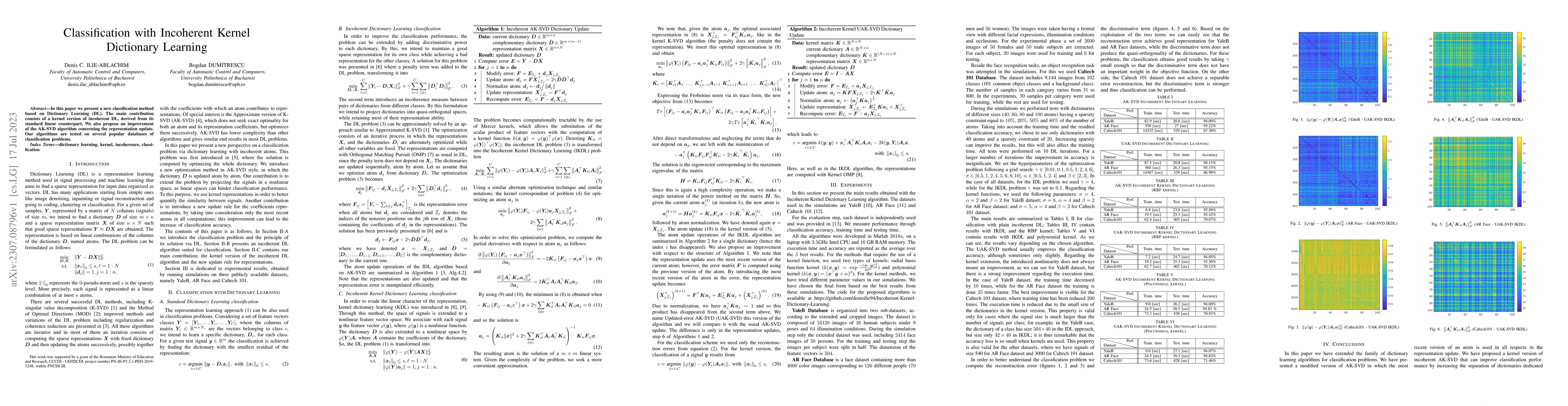 Thumbnail for Classification with Incoherent Kernel Dictionary Learning