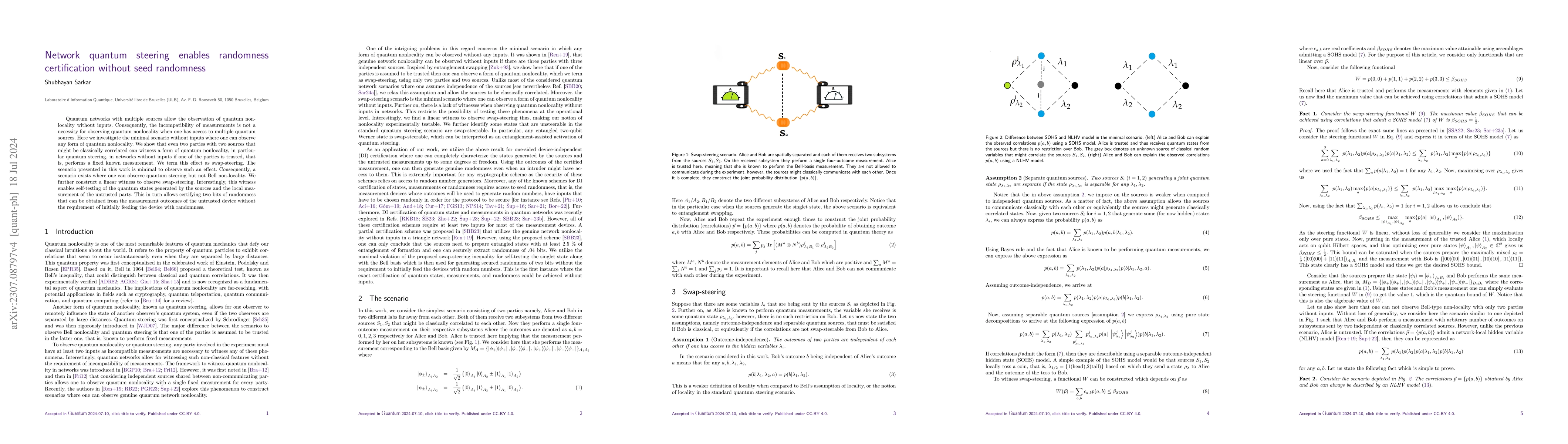 Thumbnail for Network quantum steering enables randomness certification without seed
  randomness
