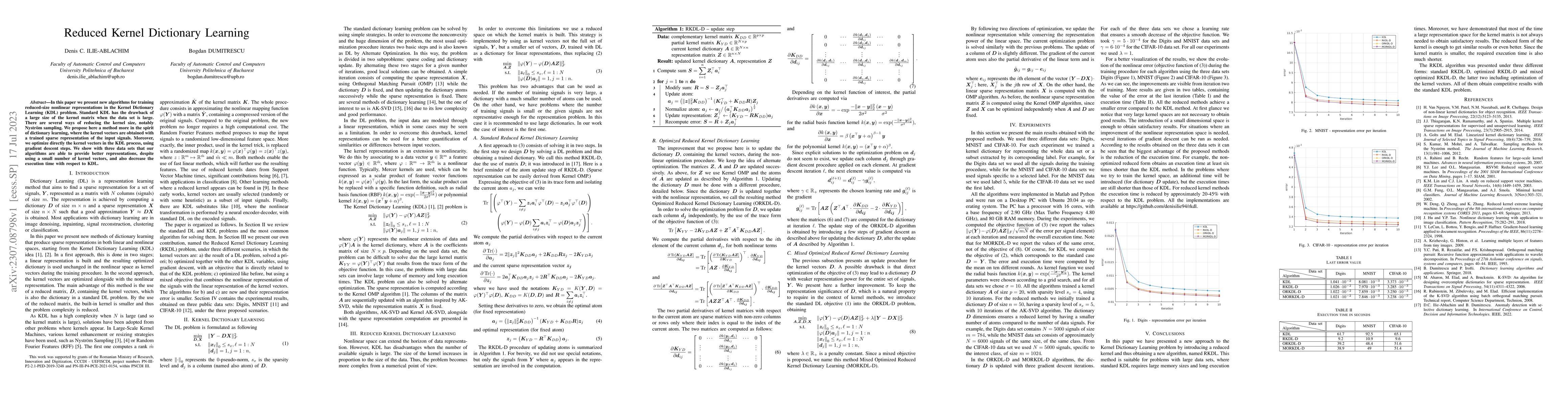 Thumbnail for Reduced Kernel Dictionary Learning
