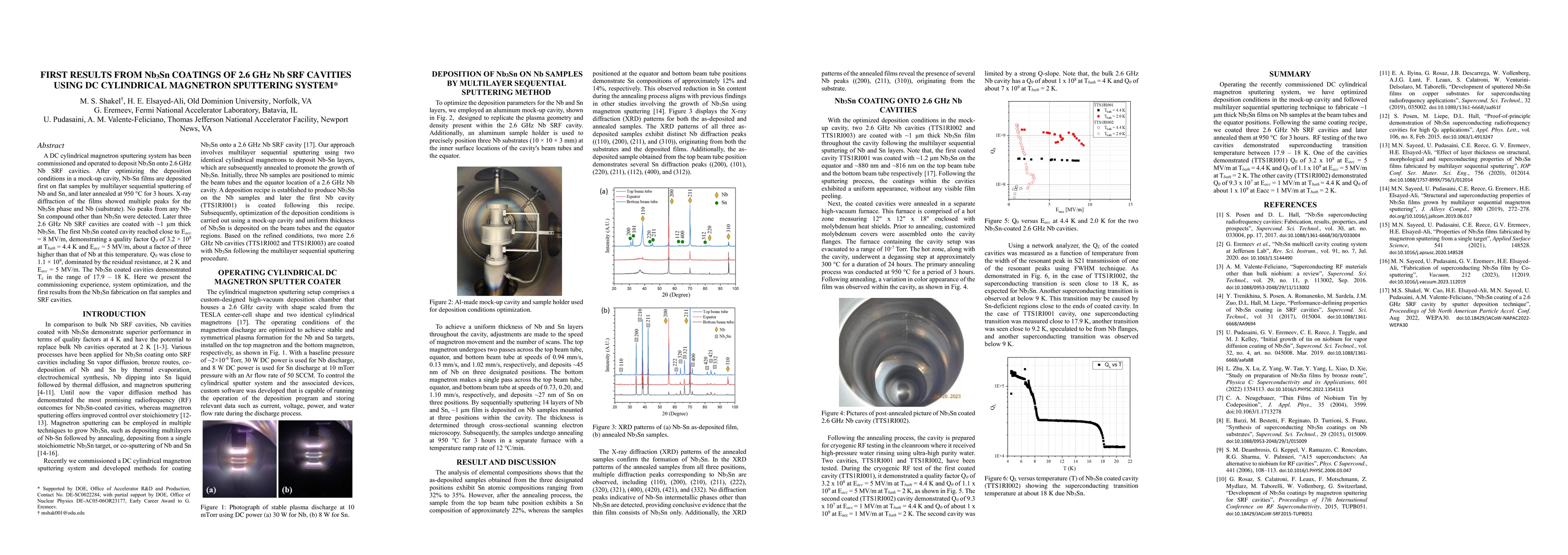 Thumbnail for First Results from Nb3Sn Coatings of 2.6 GHz Nb SRF Cavities Using DC
  Cylindrical Magnetron Sputtering System