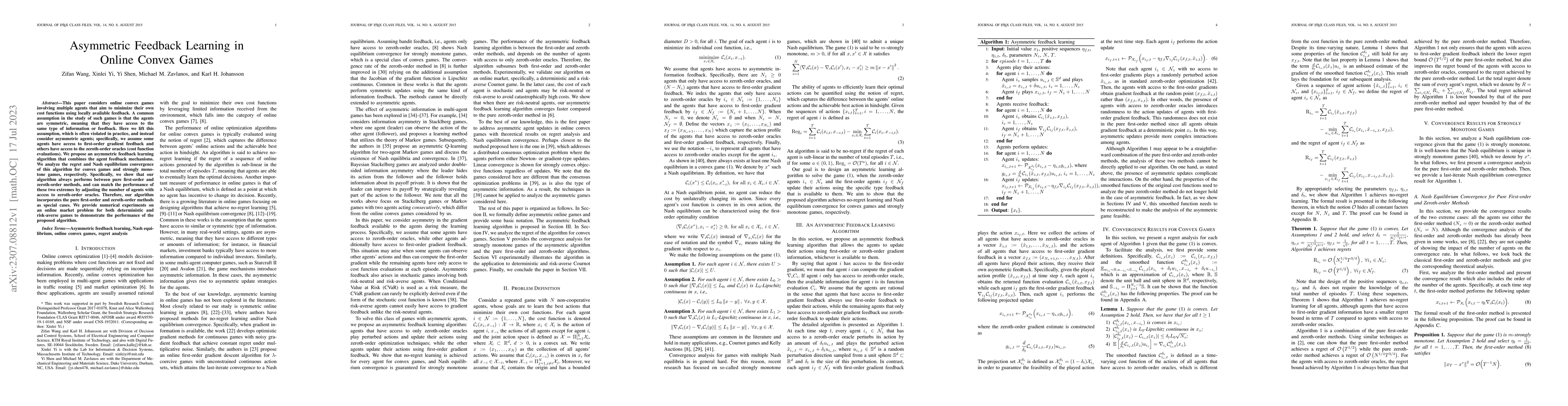 Thumbnail for Asymmetric Feedback Learning in Online Convex Games