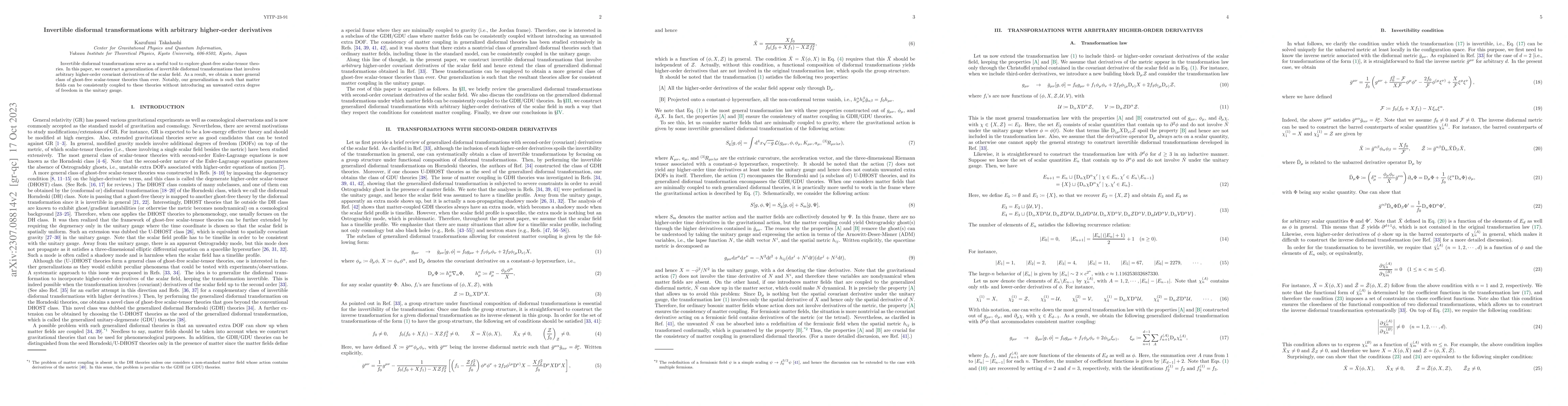 Thumbnail for Invertible disformal transformations with arbitrary higher-order
  derivatives