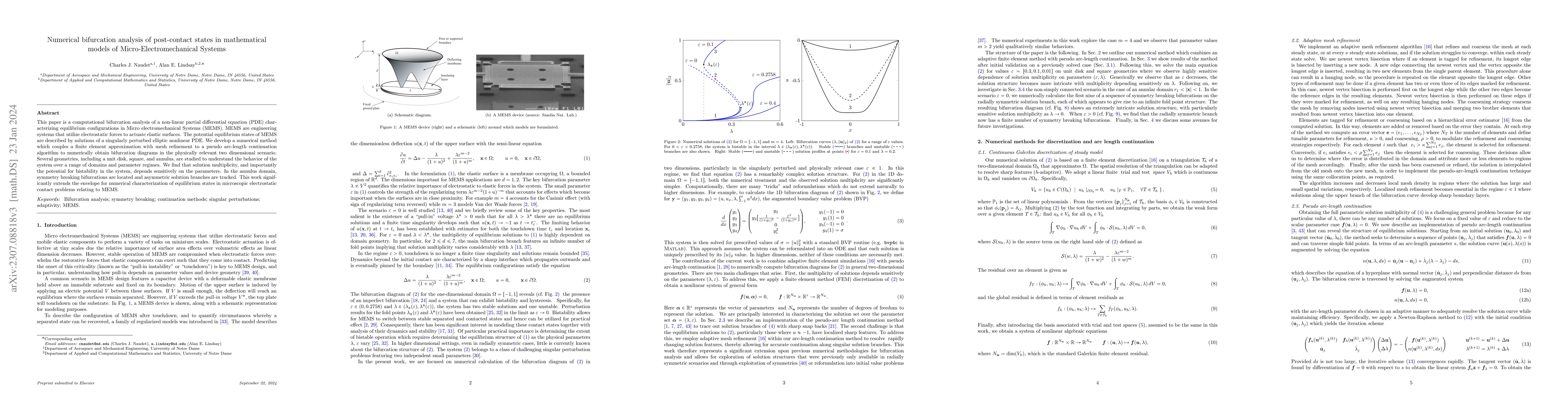Thumbnail for Numerical bifurcation analysis of post-contact states in mathematical
  models of Micro-Electromechanical Systems
