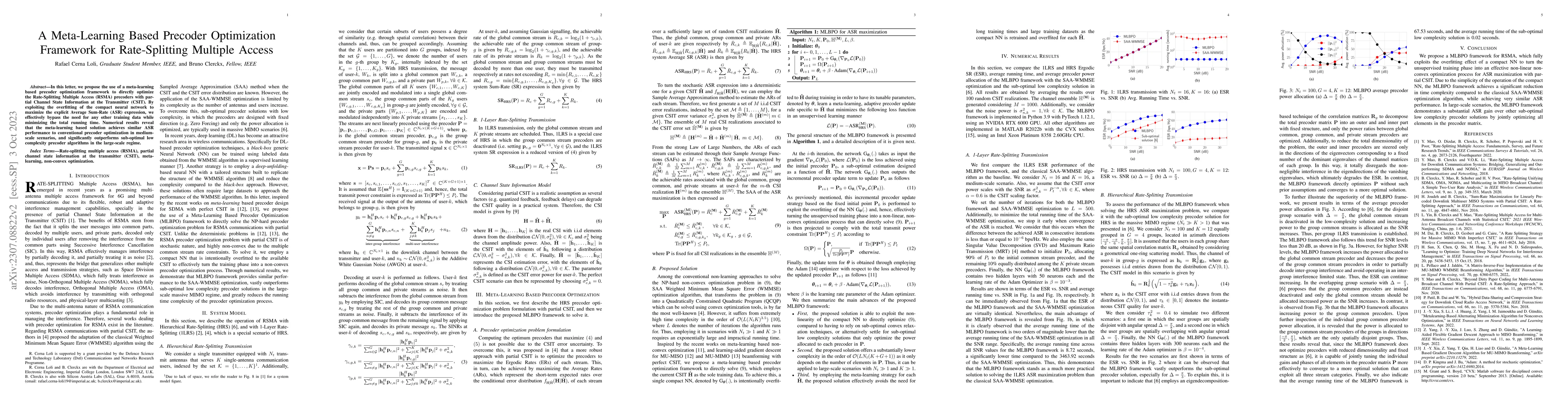 Thumbnail for A Meta-Learning Based Precoder Optimization Framework for Rate-Splitting
  Multiple Access