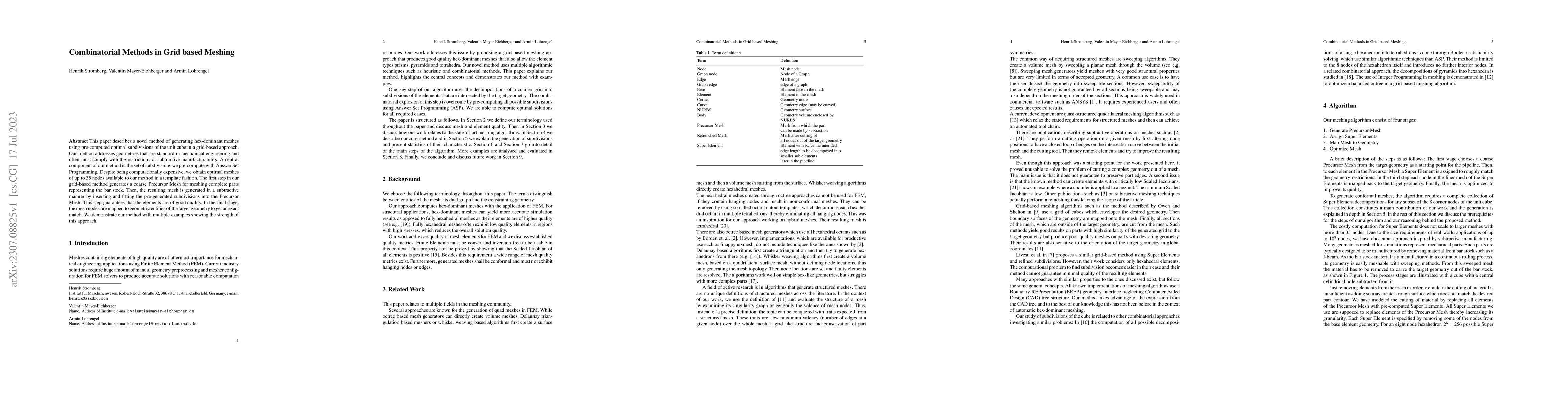 Thumbnail for Combinatorial Methods in Grid based Meshing