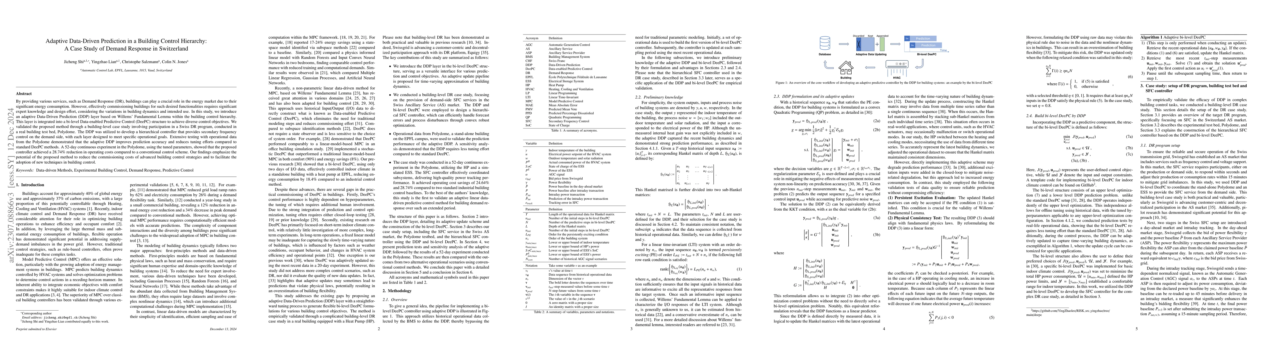 Thumbnail for Adaptive Data-Driven Prediction in a Building Control Hierarchy: A Case
  Study of Demand Response in Switzerland