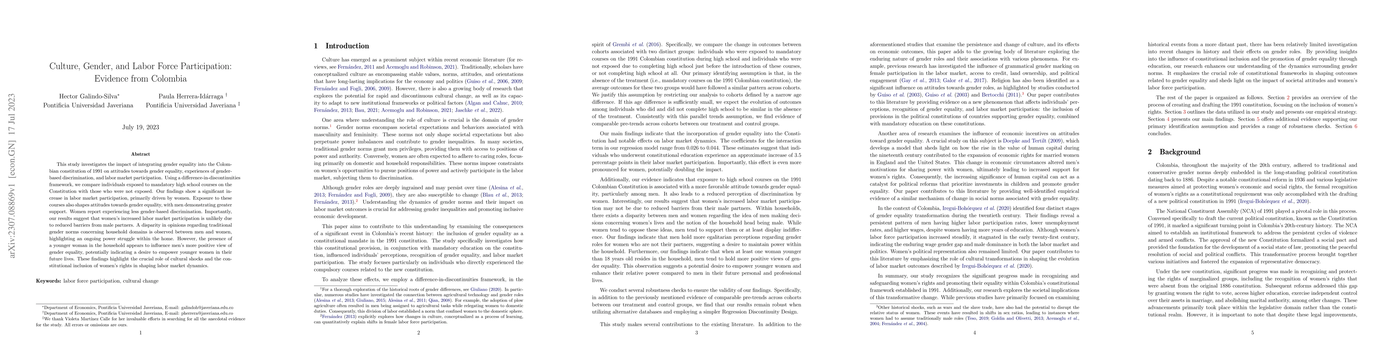 Thumbnail for Culture, Gender, and Labor Force Participation: Evidence from Colombia
