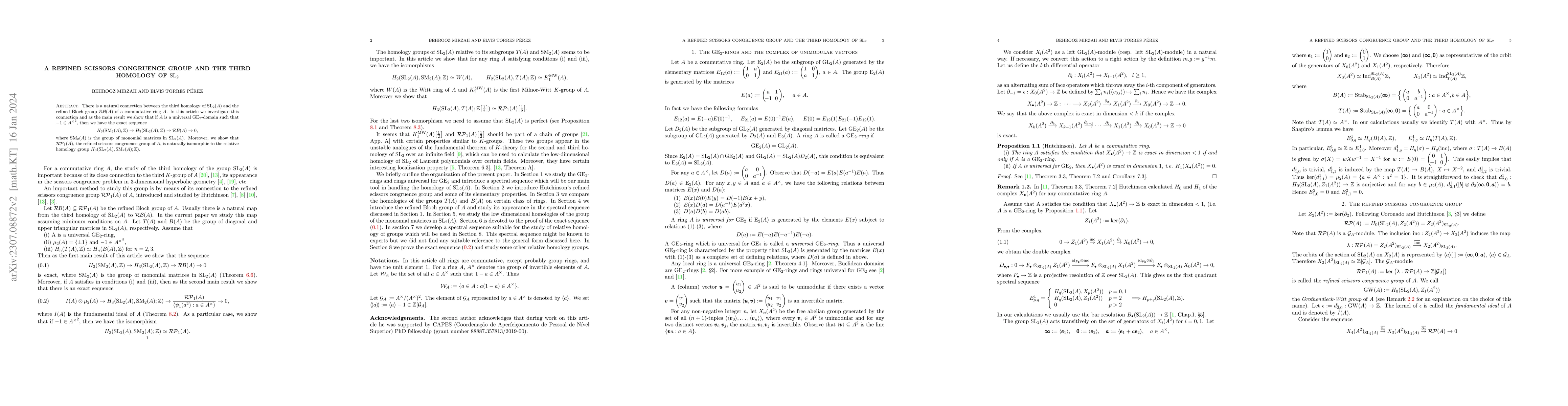Thumbnail for A Refined scissors congruence group and the third homology of
  $\textrm{SL}_2$