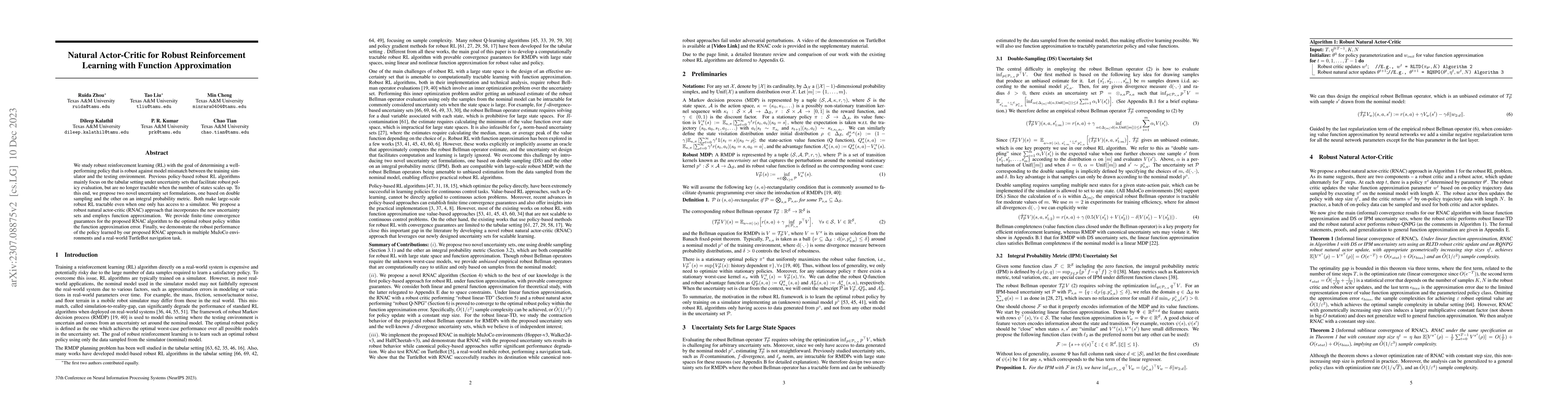 Thumbnail for Natural Actor-Critic for Robust Reinforcement Learning with Function
  Approximation
