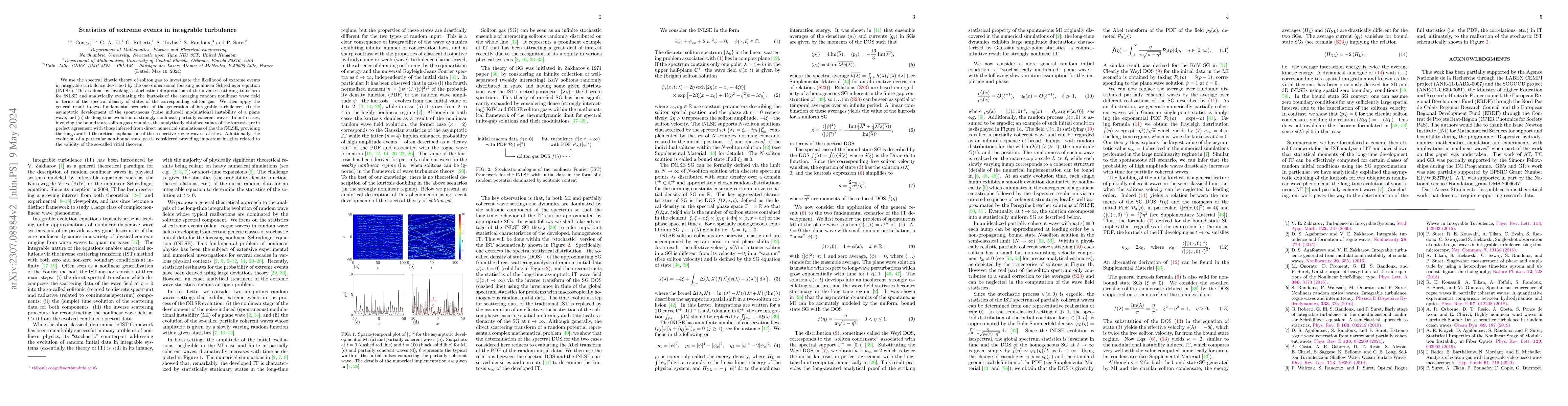 Thumbnail for Statistics of extreme events in integrable turbulence