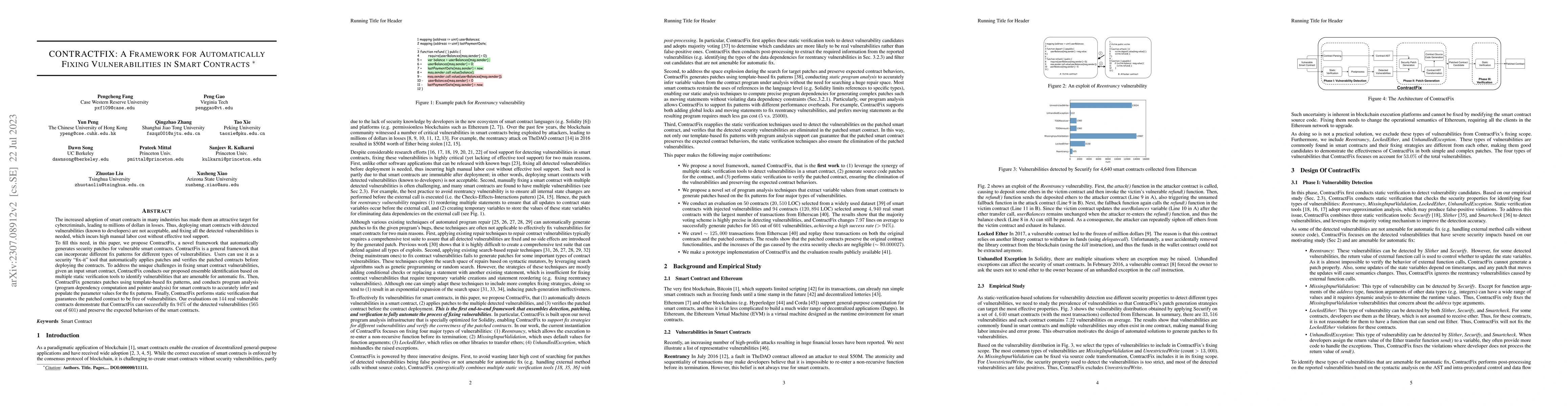 Thumbnail for CONTRACTFIX: A Framework for Automatically Fixing Vulnerabilities in
  Smart Contracts